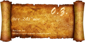Orr Zámor névjegykártya